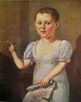 М.Ю.Лермонтов   ребёнком. Портрет работы неизвестного художника. Масло. 1817-1818.